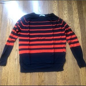 Zara knit navy orange stripe sweater top size M